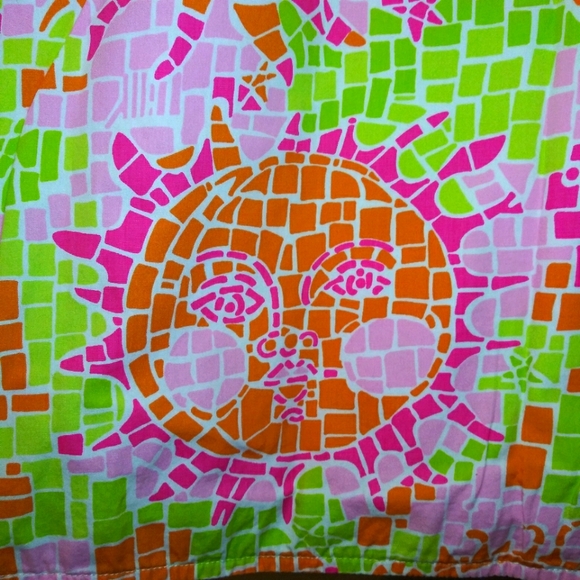 Lilly Pulitzer Rare Vintage Lime Pink Flip-Flop/Mosaic Sun Reversible Wrap Skirt - Picture 8 of 12
